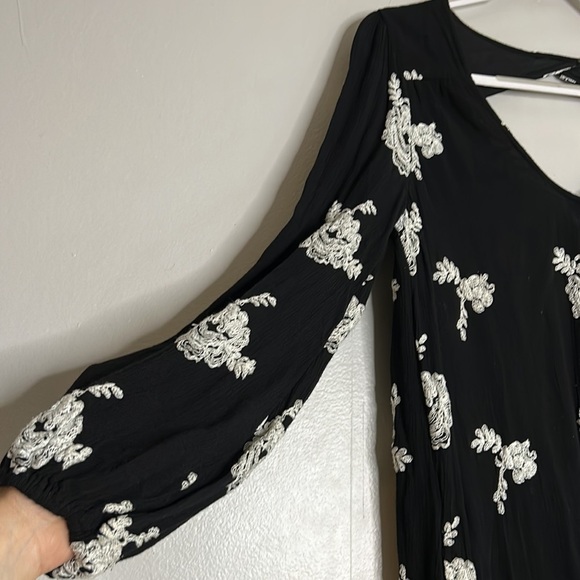 Free People Embroidered Austin Mini long sleeve Dress Small xs oversized - Picture 3 of 7